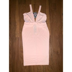 Boohoo Lia plunge neckline mesh bodycon dress